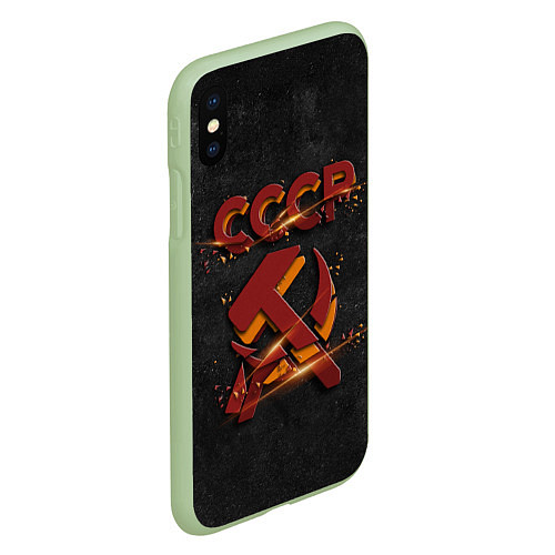 Чехол iPhone XS Max матовый Серп и молот символ СССР / 3D-Салатовый – фото 2