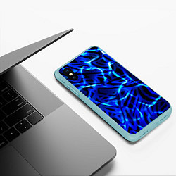 Чехол iPhone XS Max матовый Удар неоновой молнии, цвет: 3D-мятный — фото 2