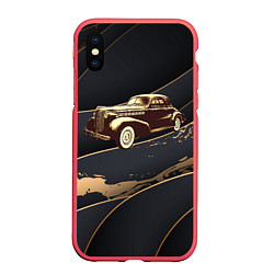 Чехол iPhone XS Max матовый Рисунок ретро - автомобиля, цвет: 3D-красный