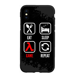Чехол iPhone XS Max матовый Eat, sleep, Half-Life, repeat, цвет: 3D-черный