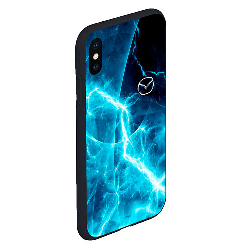 Чехол iPhone XS Max матовый Mazda - молнии / 3D-Черный – фото 2