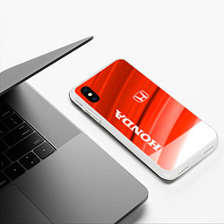 Чехол iPhone XS Max матовый Хонда - Красно-белая абстракция, цвет: 3D-белый — фото 2