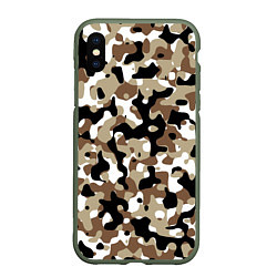 Чехол iPhone XS Max матовый Камуфляж Open Terrain, цвет: 3D-темно-зеленый
