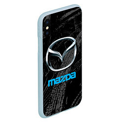 Чехол iPhone XS Max матовый Mazda - следы шин, цвет: 3D-голубой — фото 2