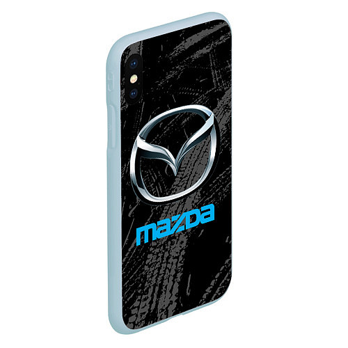 Чехол iPhone XS Max матовый Mazda - следы шин / 3D-Голубой – фото 2