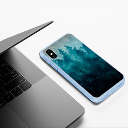 Чехол iPhone XS Max матовый Темный хвойный лес, цвет: 3D-голубой — фото 2
