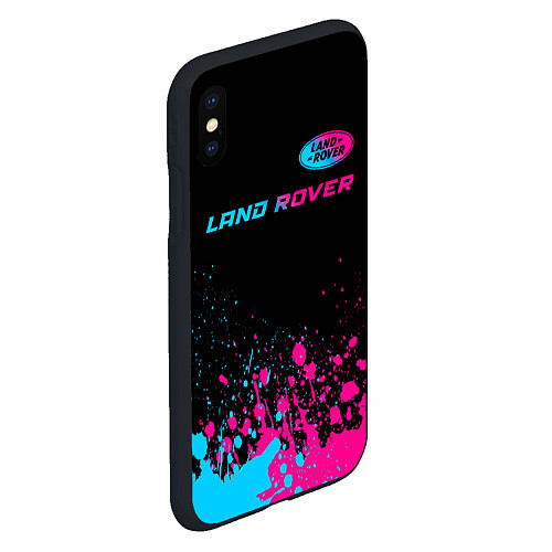 Чехол iPhone XS Max матовый Land Rover - neon gradient: символ сверху / 3D-Черный – фото 2