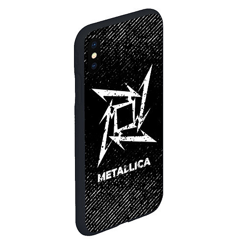 Чехол iPhone XS Max матовый Metallica с потертостями на темном фоне / 3D-Черный – фото 2