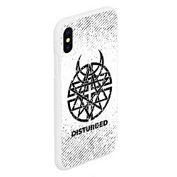 Чехол iPhone XS Max матовый Disturbed с потертостями на светлом фоне, цвет: 3D-белый — фото 2