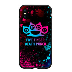 Чехол iPhone XS Max матовый Five Finger Death Punch - neon gradient, цвет: 3D-черный