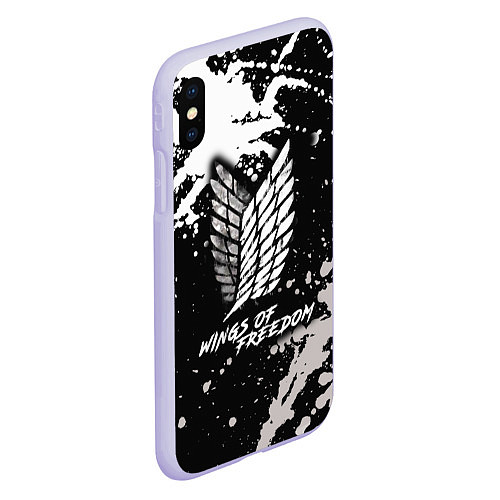 Чехол iPhone XS Max матовый Attack on Titan wings of freedom / 3D-Светло-сиреневый – фото 2