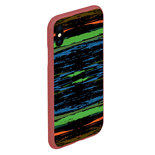 Чехол iPhone XS Max матовый Мазки цветной краской paint strokes abstract / 3D-Красный – фото 2