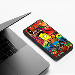 Чехол iPhone XS Max матовый Крутой Барт Симпсон на фоне стены с граффити, цвет: 3D-черный — фото 2