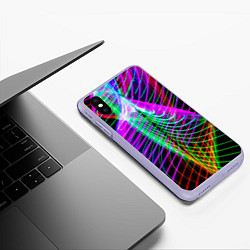 Чехол iPhone XS Max матовый Абстрактное множество неоновых лучей, цвет: 3D-светло-сиреневый — фото 2