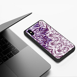 Чехол iPhone XS Max матовый Фиолетовые мандалы, цвет: 3D-черный — фото 2