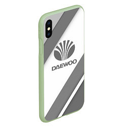 Чехол iPhone XS Max матовый Daewoo - серые полосы, цвет: 3D-салатовый — фото 2