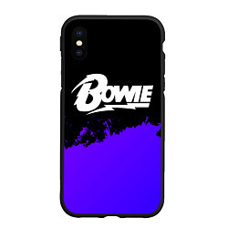 Чехол iPhone XS Max матовый David Bowie purple grunge, цвет: 3D-черный