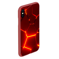 Чехол iPhone XS Max матовый Красные неоновые геометрические плиты, цвет: 3D-красный — фото 2