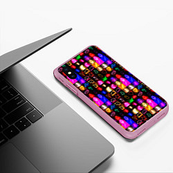 Чехол iPhone XS Max матовый Neon glowing objects, цвет: 3D-розовый — фото 2