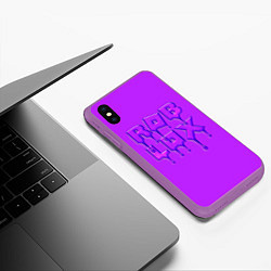 Чехол iPhone XS Max матовый Roblox red - Роблокс лого с подтеками, цвет: 3D-фиолетовый — фото 2