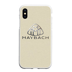 Чехол iPhone XS Max матовый Maybach логотип на бежевой коже