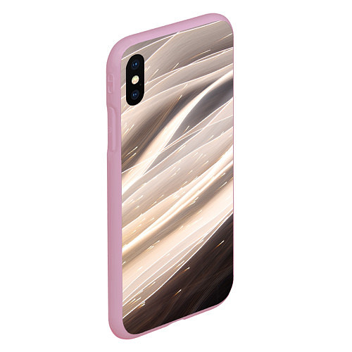 Чехол iPhone XS Max матовый Абстрактные волны и огни бесконечности / 3D-Розовый – фото 2