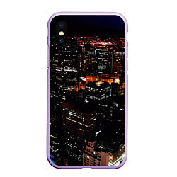Чехол iPhone XS Max матовый Ночной город - вид с высоты, цвет: 3D-сиреневый