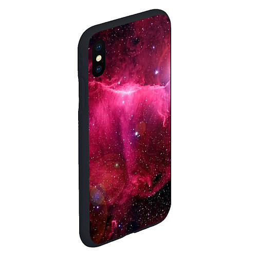 Чехол iPhone XS Max матовый Рубиновая туманность / 3D-Черный – фото 2