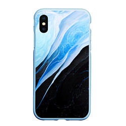 Чехол iPhone XS Max матовый Тёмно-синий мрамор, цвет: 3D-голубой