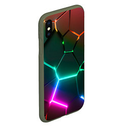 Чехол iPhone XS Max матовый Радужный градиент неоновые геометрические плиты, цвет: 3D-темно-зеленый — фото 2