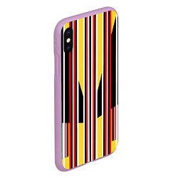 Чехол iPhone XS Max матовый Геометрические цветные фигуры полосы geometry, цвет: 3D-сиреневый — фото 2