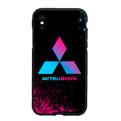 Чехол iPhone XS Max матовый Mitsubishi - neon gradient, цвет: 3D-черный