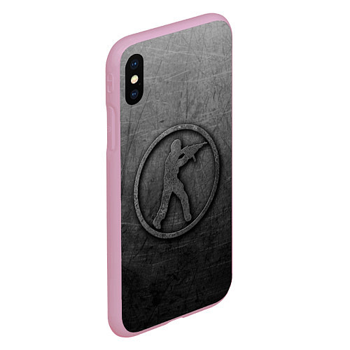 Чехол iPhone XS Max матовый Чугунный логотип Counter Strike / 3D-Розовый – фото 2
