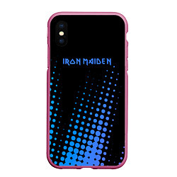 Чехол iPhone XS Max матовый Iron Maiden - neon, цвет: 3D-малиновый