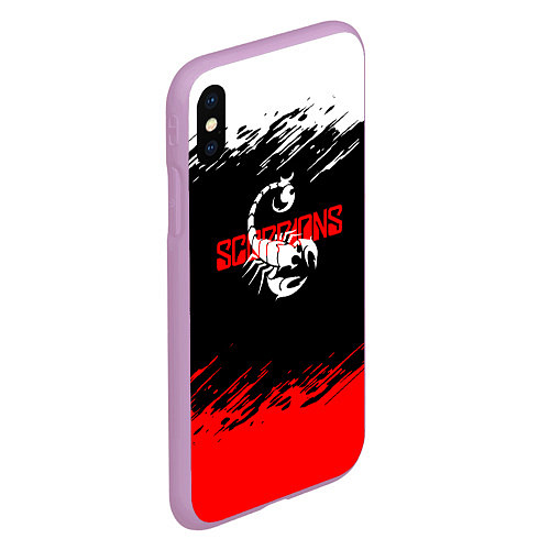 Чехол iPhone XS Max матовый Scorpions - краска / 3D-Сиреневый – фото 2