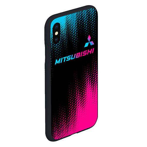 Чехол iPhone XS Max матовый Mitsubishi - neon gradient: символ сверху / 3D-Черный – фото 2