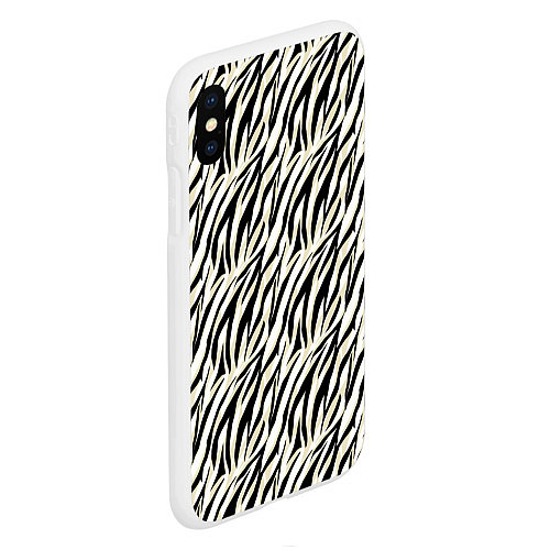 Чехол iPhone XS Max матовый Тигровый полосатый узор-черные, бежевые полосы на / 3D-Белый – фото 2