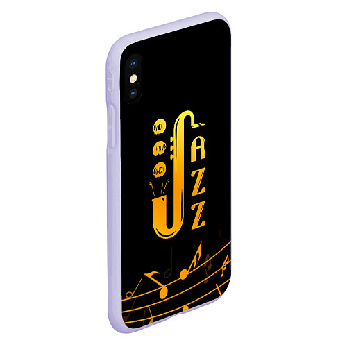 Чехол iPhone XS Max матовый Jazz - ноты / 3D-Светло-сиреневый – фото 2