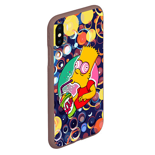 Чехол iPhone XS Max матовый Bart Simpson пьёт лимонад / 3D-Коричневый – фото 2