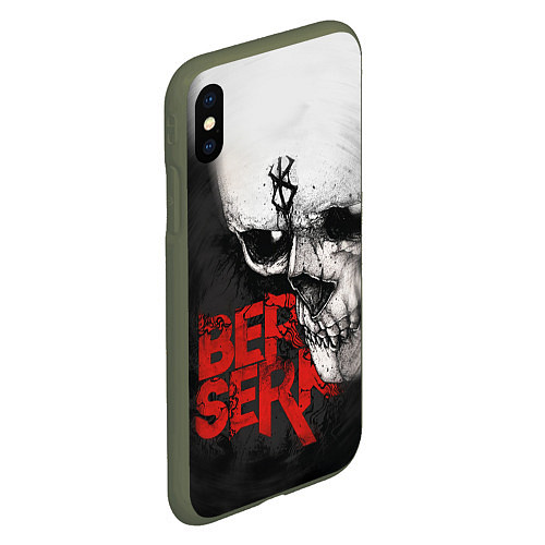 Чехол iPhone XS Max матовый Berserk - Череп с клеймом жертвы / 3D-Темно-зеленый – фото 2