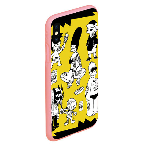 Чехол iPhone XS Max матовый Весёлая компашка мультфильма Симпсоны - полный рас / 3D-Баблгам – фото 2
