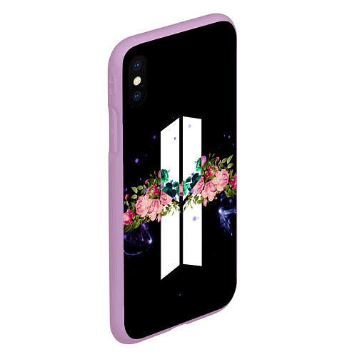 Чехол iPhone XS Max матовый BTS Flowers In Space / 3D-Сиреневый – фото 2