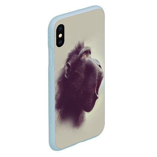 Чехол iPhone XS Max матовый Удивленная обезьяна / 3D-Голубой – фото 2