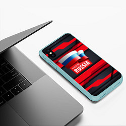 Чехол iPhone XS Max матовый Red & Black - Russia, цвет: 3D-мятный — фото 2