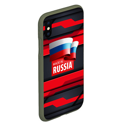 Чехол iPhone XS Max матовый Red & Black - Russia / 3D-Темно-зеленый – фото 2