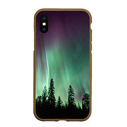 Чехол iPhone XS Max матовый Сияние над лесом