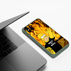 Чехол iPhone XS Max матовый Homer Simpson - Rock n Roll!, цвет: 3D-темно-зеленый — фото 2