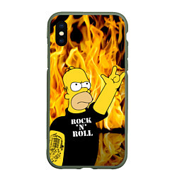 Чехол iPhone XS Max матовый Homer Simpson - Rock n Roll!