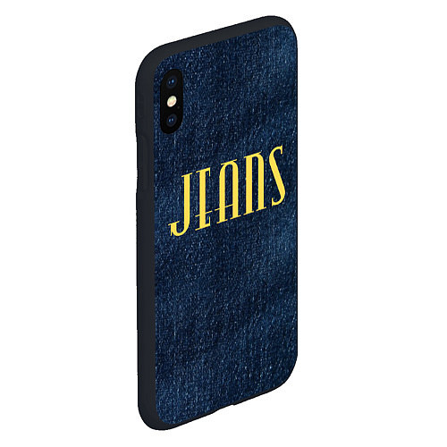 Чехол iPhone XS Max матовый Джинс ткань с надписью jeans / 3D-Черный – фото 2