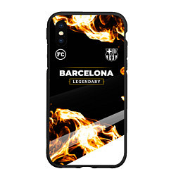 Чехол iPhone XS Max матовый Barcelona legendary sport fire, цвет: 3D-черный